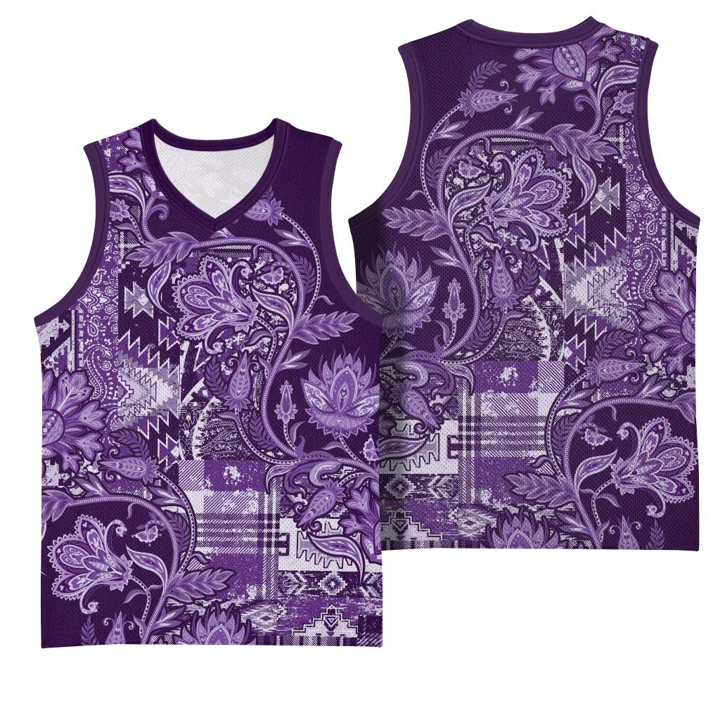 Afro Floral mix Maasai Shuka Basketball Jersey Purple Moitf LT9