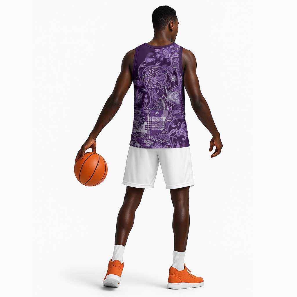 Afro Floral mix Maasai Shuka Basketball Jersey Purple Moitf LT9