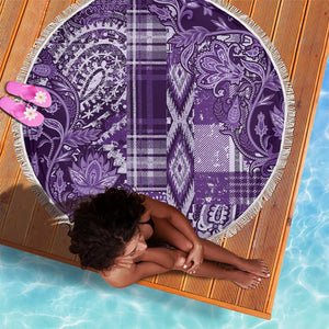 Afro Floral mix Maasai Shuka Beach Blanket Purple Moitf