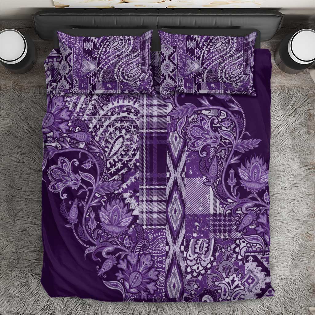 Afro Floral mix Maasai Shuka Bedding Set Purple Moitf