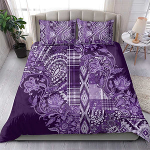 Afro Floral mix Maasai Shuka Bedding Set Purple Moitf