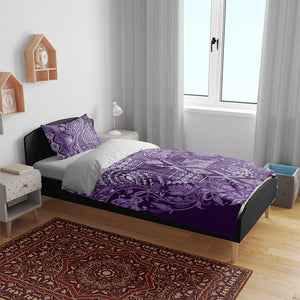 Afro Floral mix Maasai Shuka Bedding Set Purple Moitf