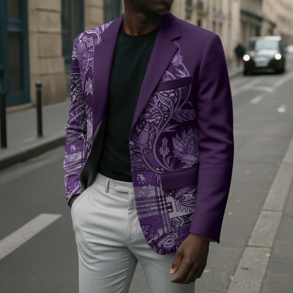 Africa Floral mix Maasai Shuka Blazer Purple Moitf