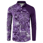 Africa Floral mix Maasai Shuka Button Sweatshirt Purple Moitf