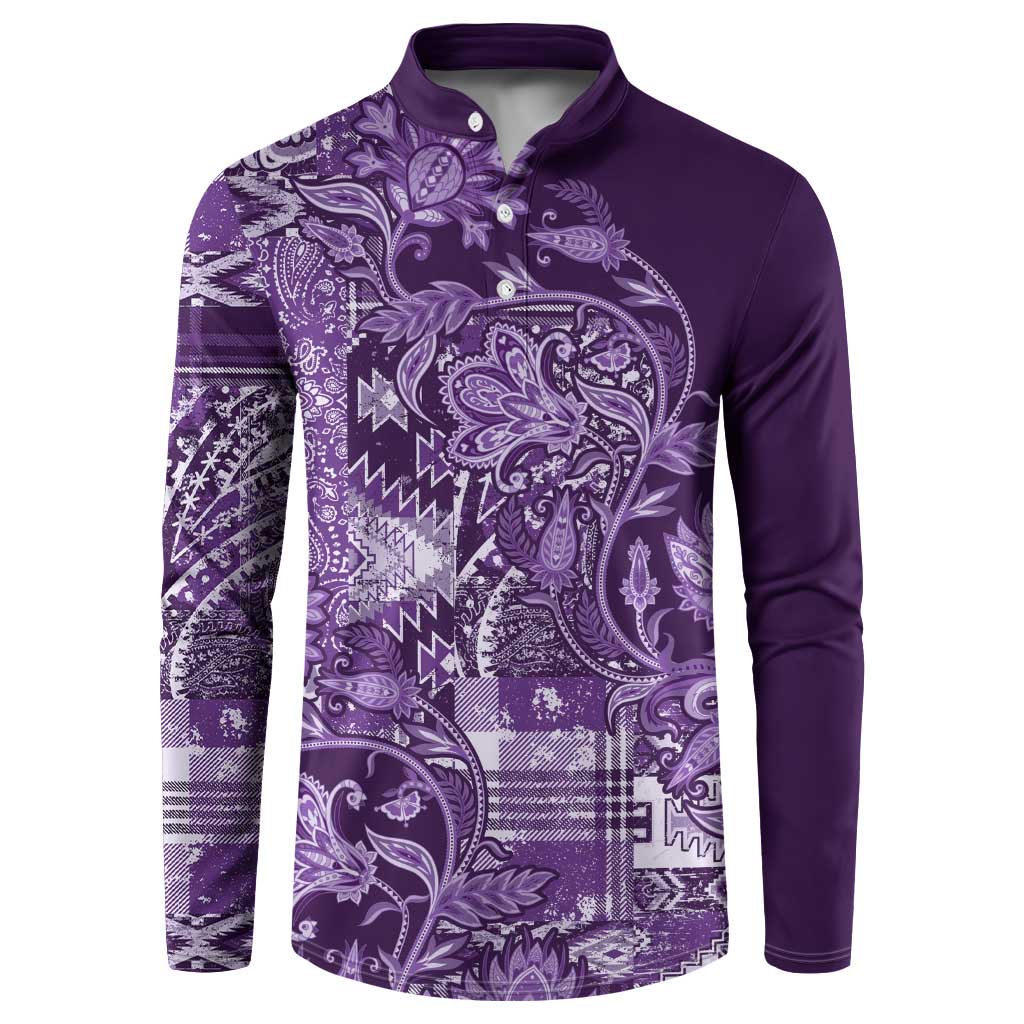 Africa Floral mix Maasai Shuka Button Sweatshirt Purple Moitf