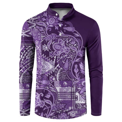 Africa Floral mix Maasai Shuka Button Sweatshirt Purple Moitf