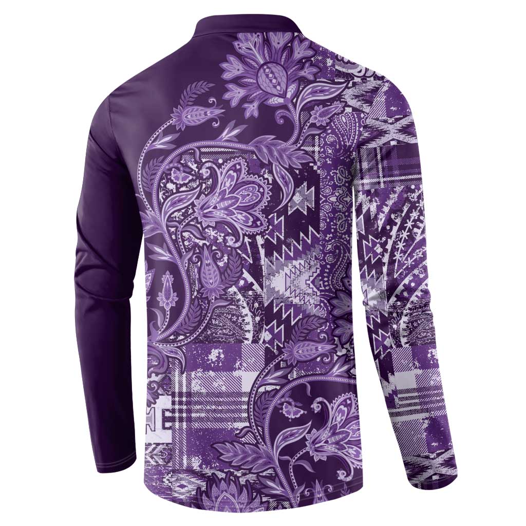 Africa Floral mix Maasai Shuka Button Sweatshirt Purple Moitf