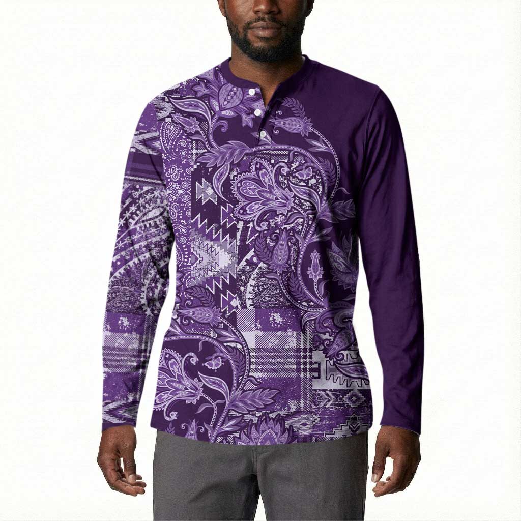 Africa Floral mix Maasai Shuka Button Sweatshirt Purple Moitf