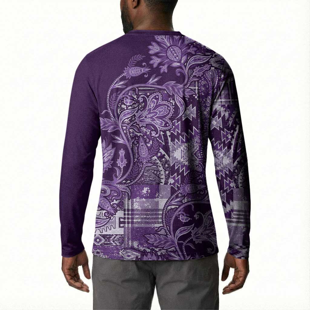 Africa Floral mix Maasai Shuka Button Sweatshirt Purple Moitf