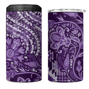 Afro Floral mix Maasai Shuka 4 in 1 Can Cooler Tumbler Purple Moitf