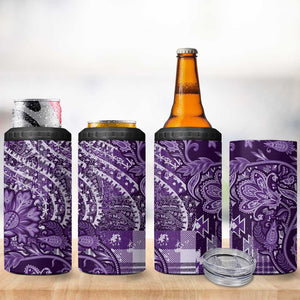 Afro Floral mix Maasai Shuka 4 in 1 Can Cooler Tumbler Purple Moitf