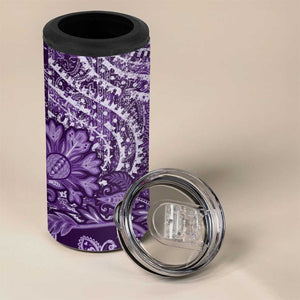 Afro Floral mix Maasai Shuka 4 in 1 Can Cooler Tumbler Purple Moitf