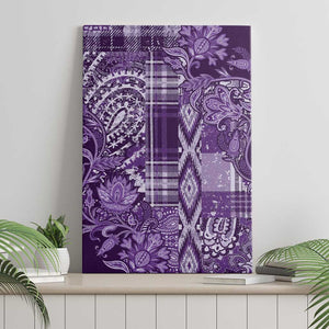 Afro Floral mix Maasai Shuka Canvas Wall Art Purple Moitf