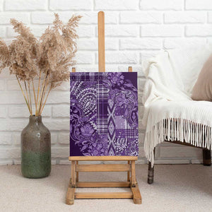 Afro Floral mix Maasai Shuka Canvas Wall Art Purple Moitf