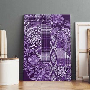 Afro Floral mix Maasai Shuka Canvas Wall Art Purple Moitf