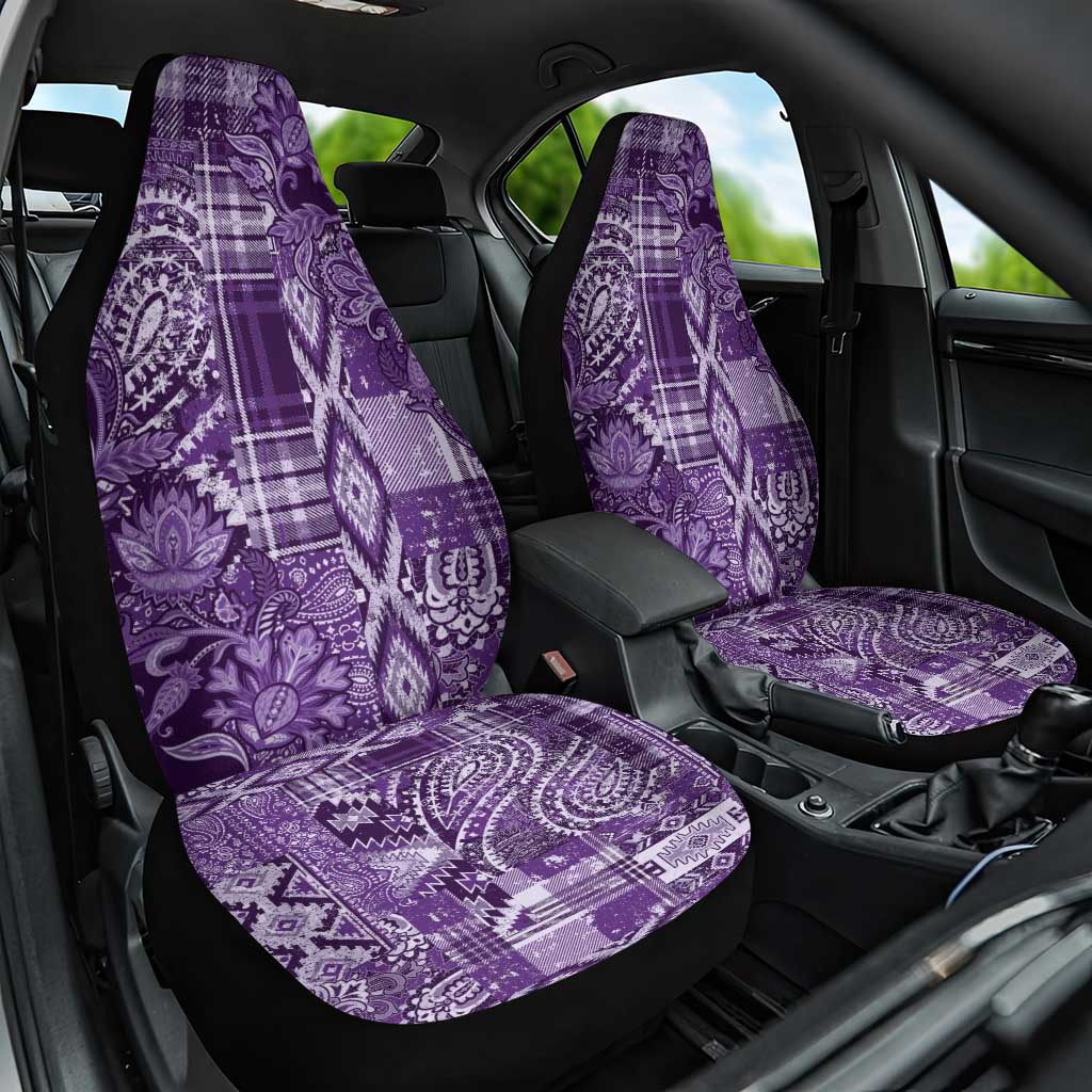 Afro Floral mix Maasai Shuka Car Seat Cover Purple Moitf