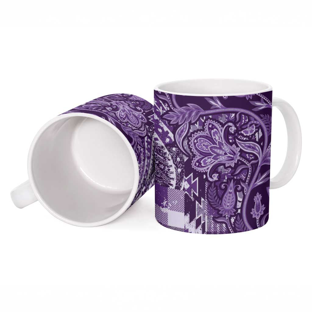 Africa Floral mix Maasai Shuka Ceramic Mug Purple Moitf