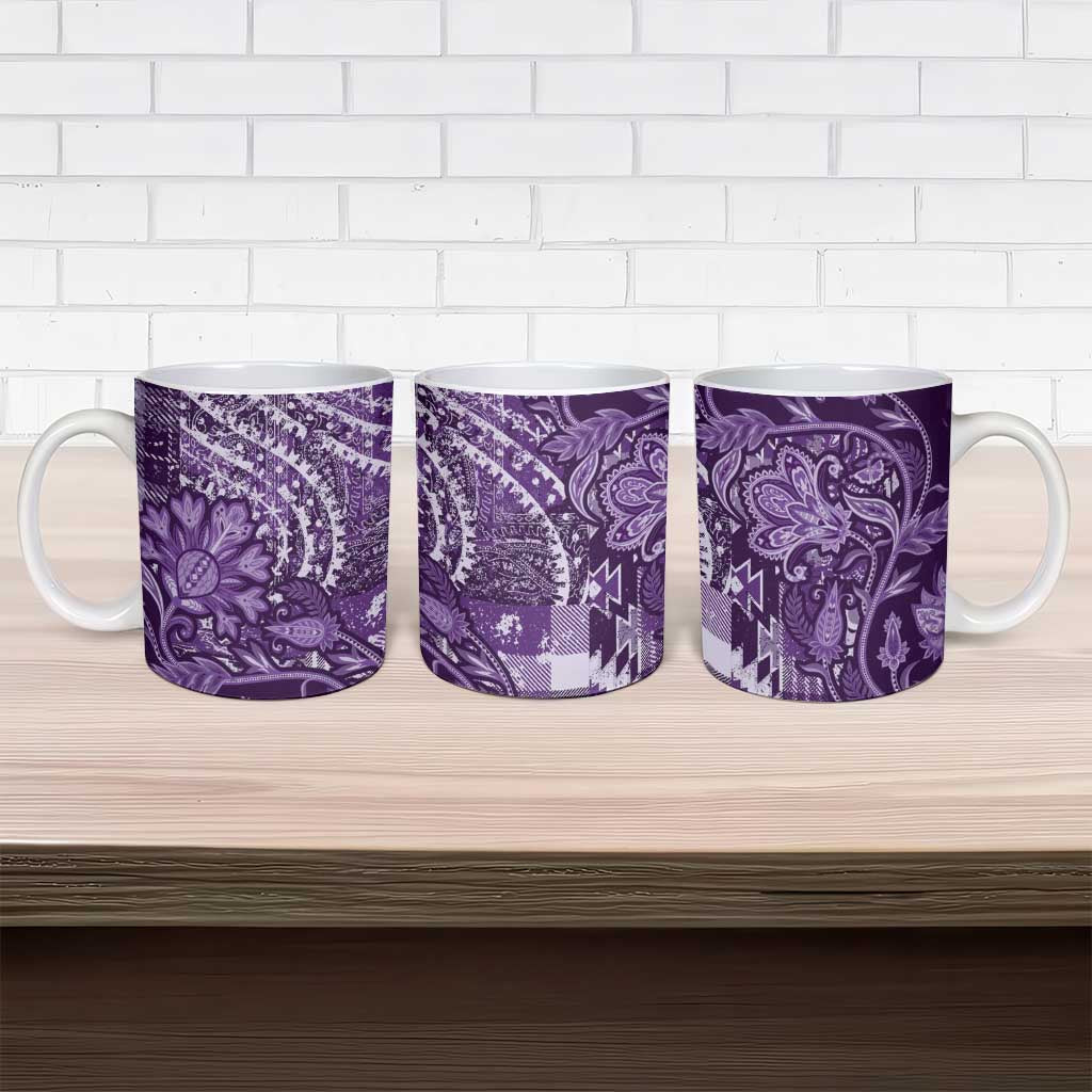 Africa Floral mix Maasai Shuka Ceramic Mug Purple Moitf