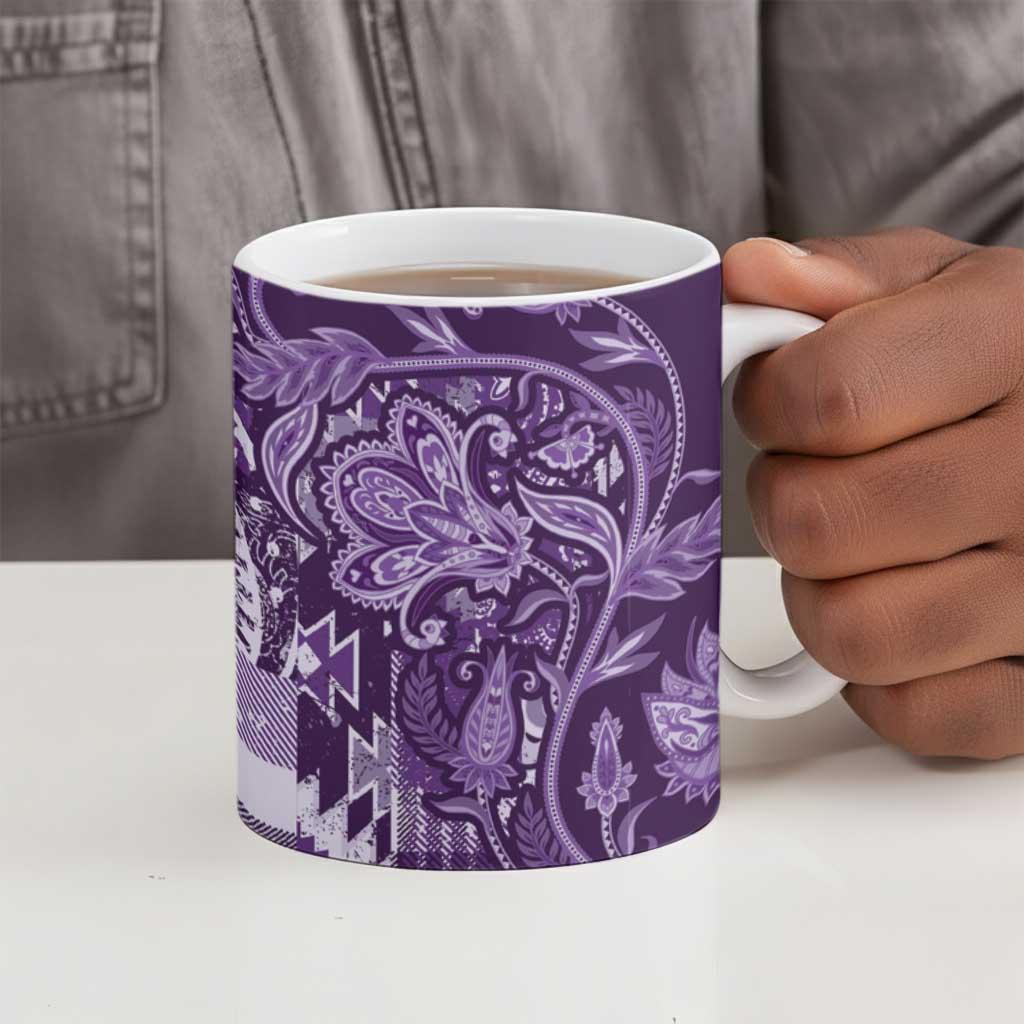 Africa Floral mix Maasai Shuka Ceramic Mug Purple Moitf