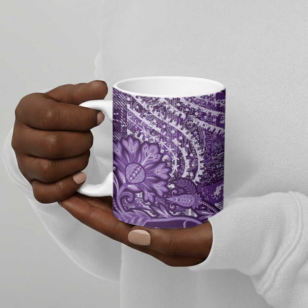 Africa Floral mix Maasai Shuka Ceramic Mug Purple Moitf