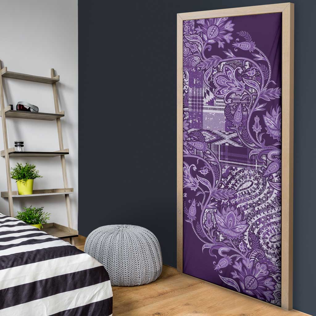Africa Floral mix Maasai Shuka Door Cover Purple Moitf