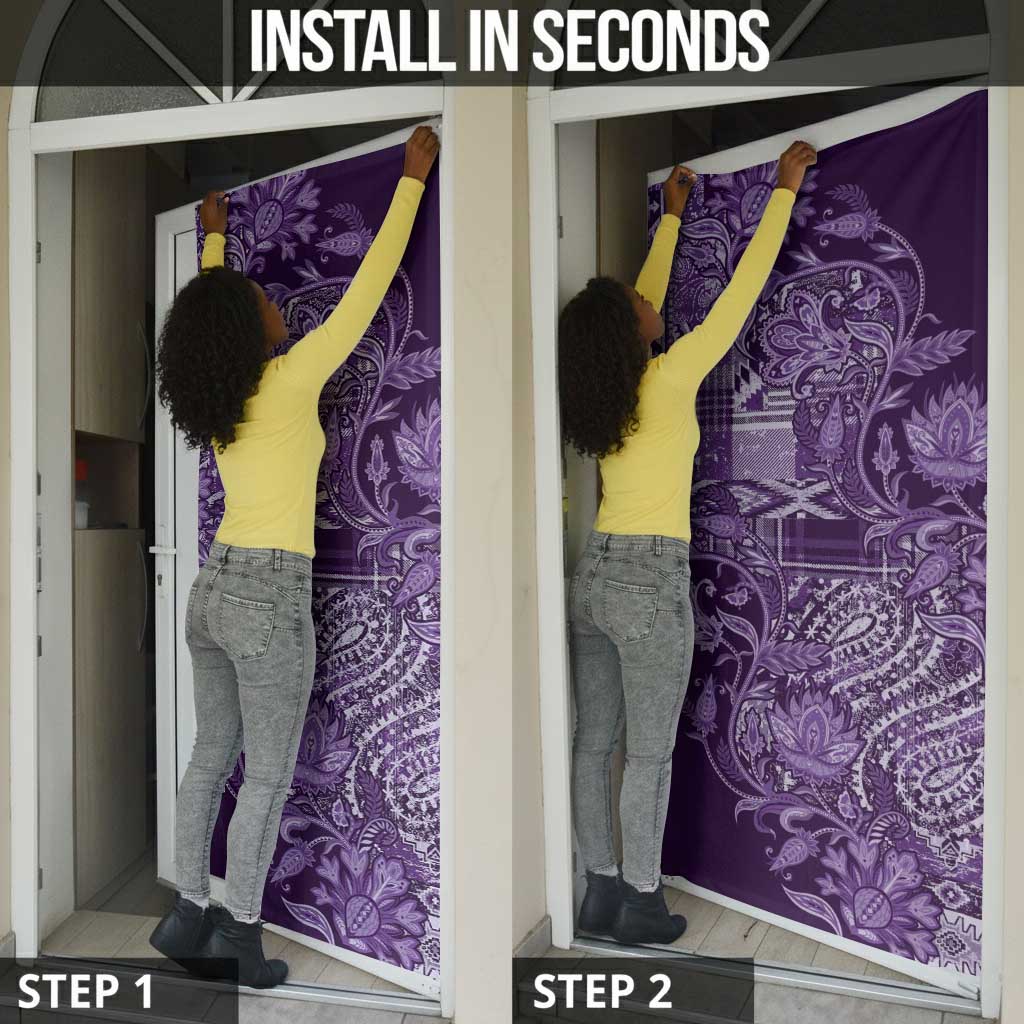 Africa Floral mix Maasai Shuka Door Cover Purple Moitf