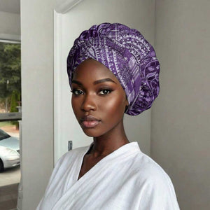 Africa Floral mix Maasai Shuka Easy Headwrap Purple Moitf