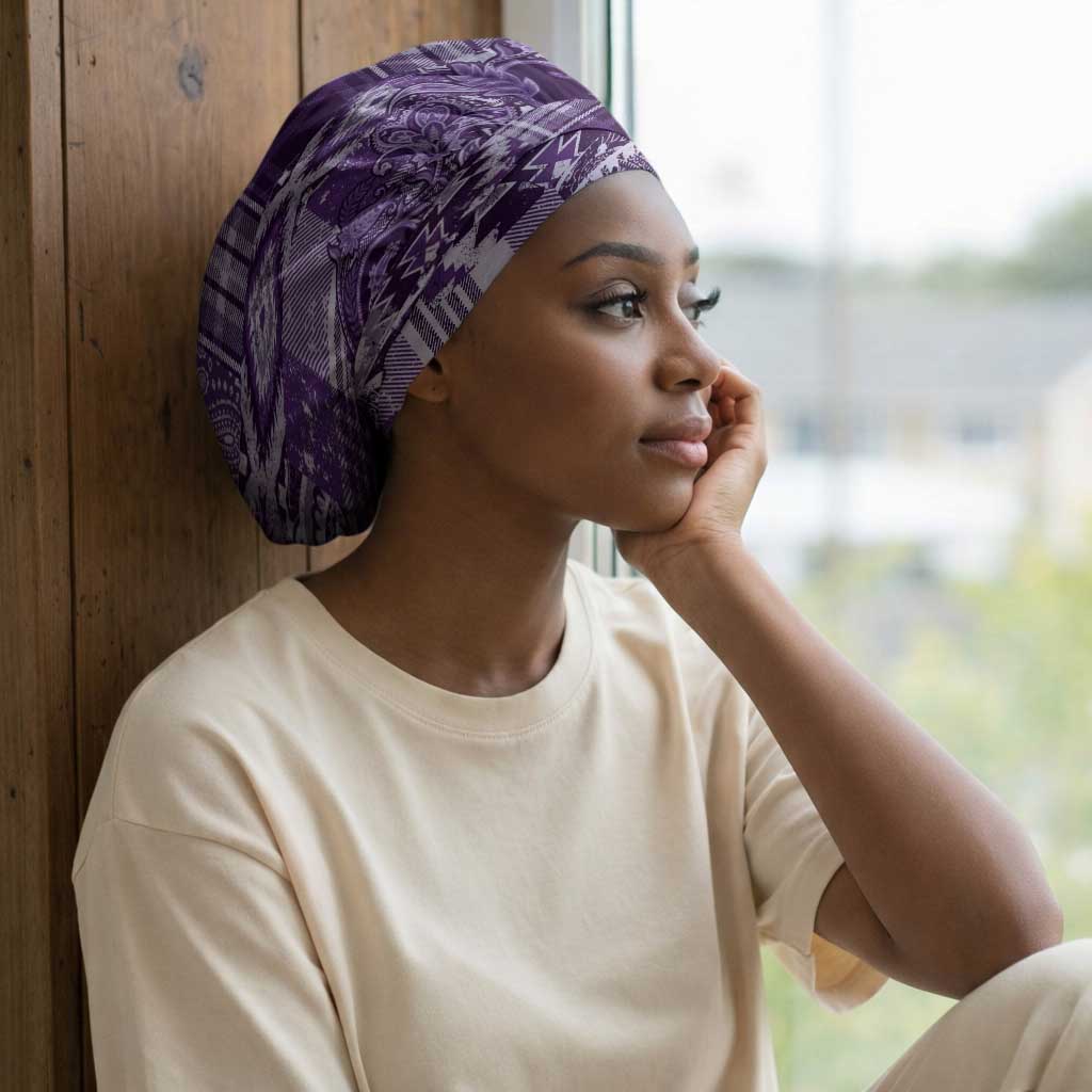 Africa Floral mix Maasai Shuka Easy Headwrap Purple Moitf