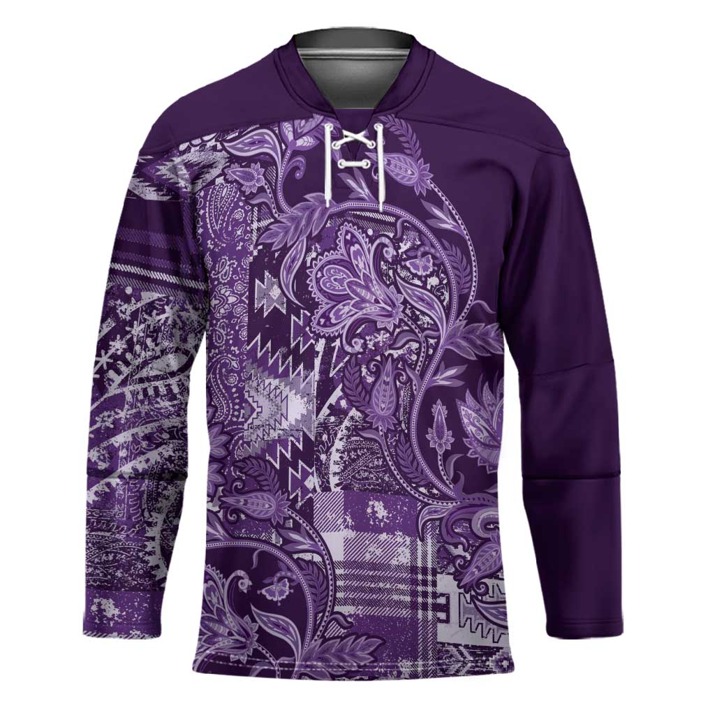 Africa Floral mix Maasai Shuka Hockey Jersey Purple Moitf
