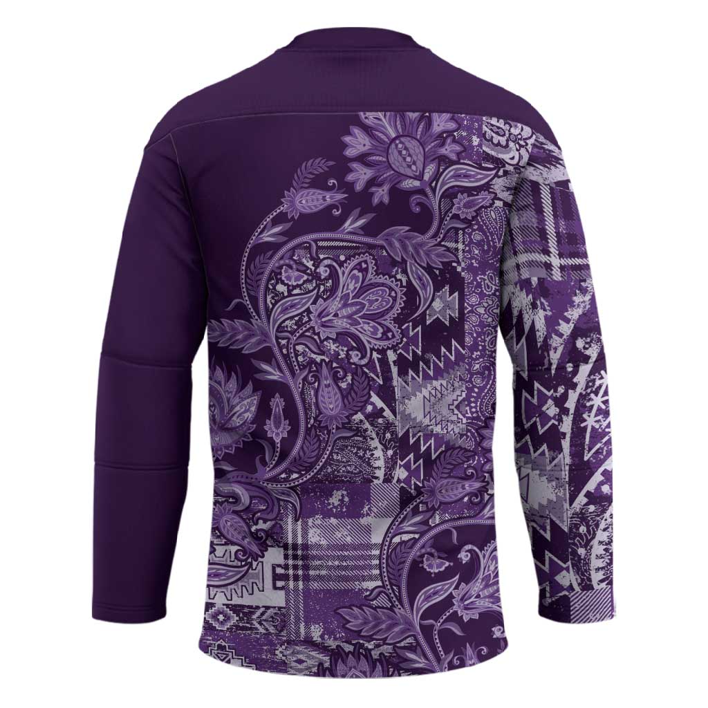 Africa Floral mix Maasai Shuka Hockey Jersey Purple Moitf