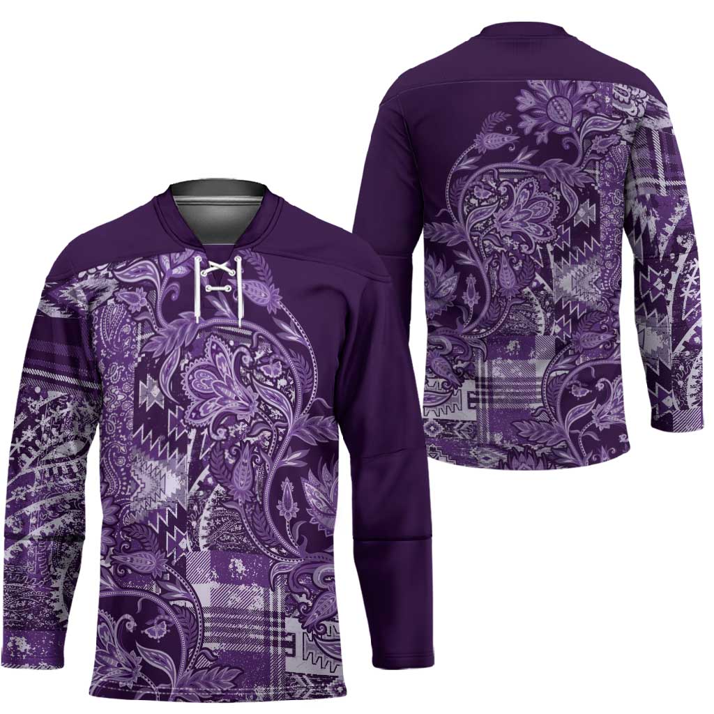 Africa Floral mix Maasai Shuka Hockey Jersey Purple Moitf