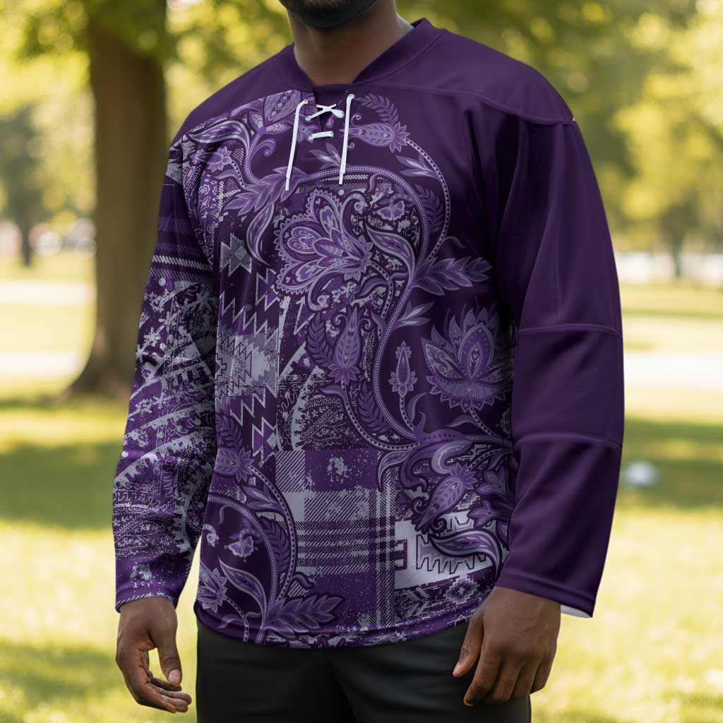 Africa Floral mix Maasai Shuka Hockey Jersey Purple Moitf