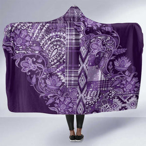 Afro Floral mix Maasai Shuka Hooded Blanket Purple Moitf