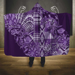 Afro Floral mix Maasai Shuka Hooded Blanket Purple Moitf