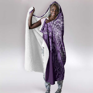 Afro Floral mix Maasai Shuka Hooded Blanket Purple Moitf