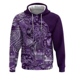 Afro Floral mix Maasai Shuka Hoodie Purple Moitf