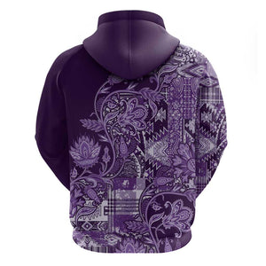 Afro Floral mix Maasai Shuka Hoodie Purple Moitf