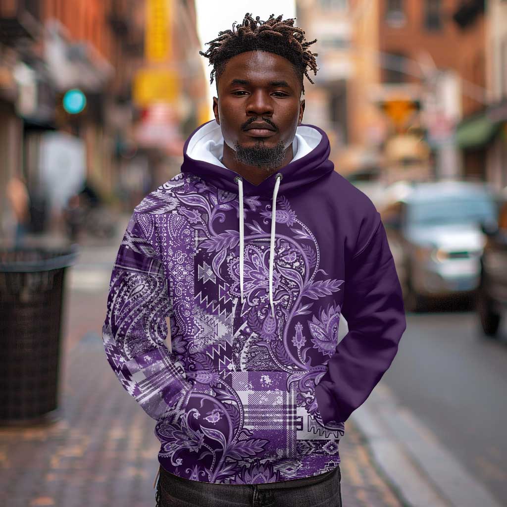 Afro Floral mix Maasai Shuka Hoodie Purple Moitf