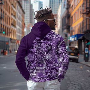 Afro Floral mix Maasai Shuka Hoodie Purple Moitf