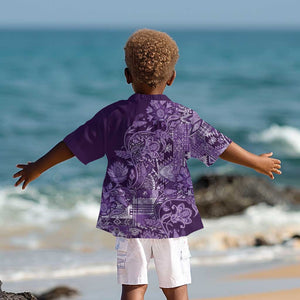 Afro Floral mix Maasai Shuka Kid Hawaiian Shirt Purple Moitf