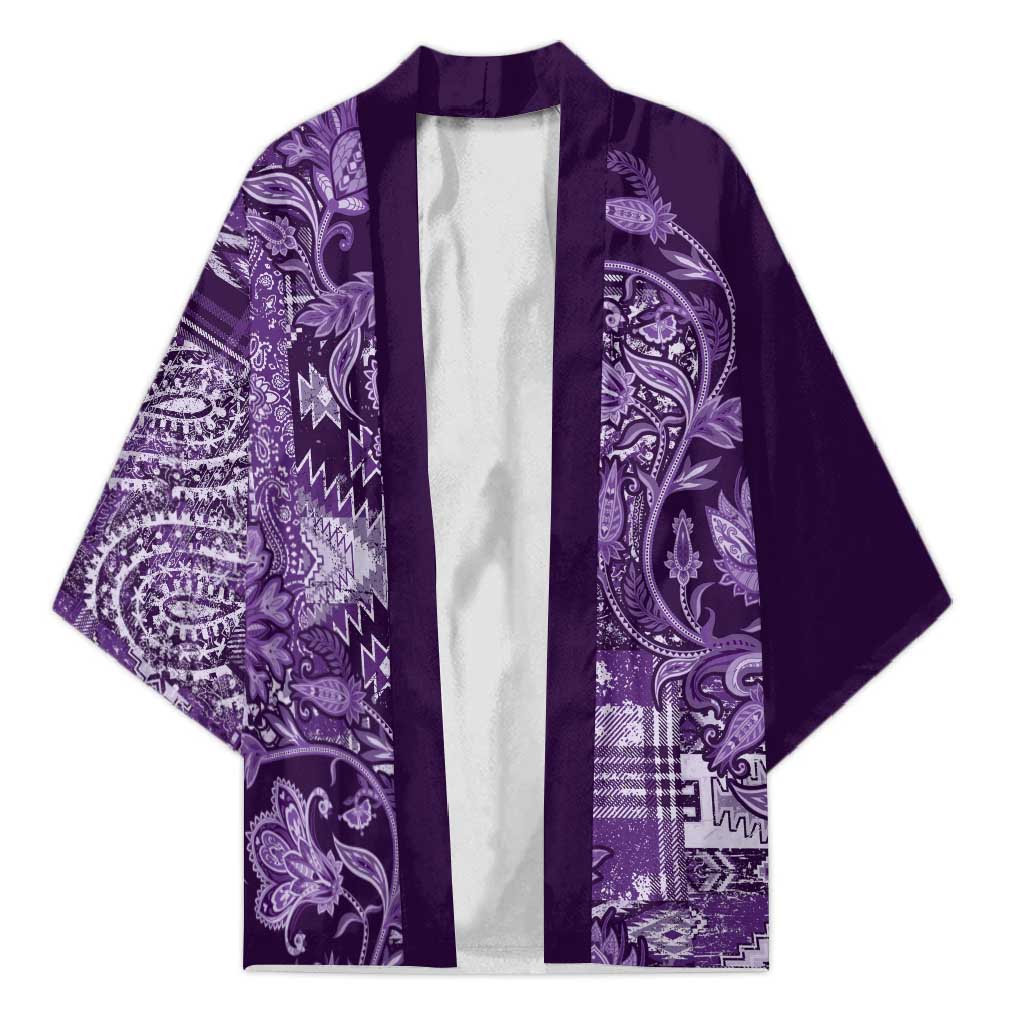 Africa Floral mix Maasai Shuka Kimono Purple Moitf