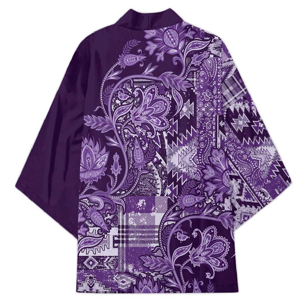 Africa Floral mix Maasai Shuka Kimono Purple Moitf