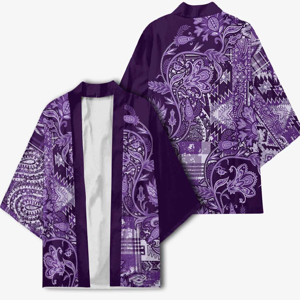 Africa Floral mix Maasai Shuka Kimono Purple Moitf