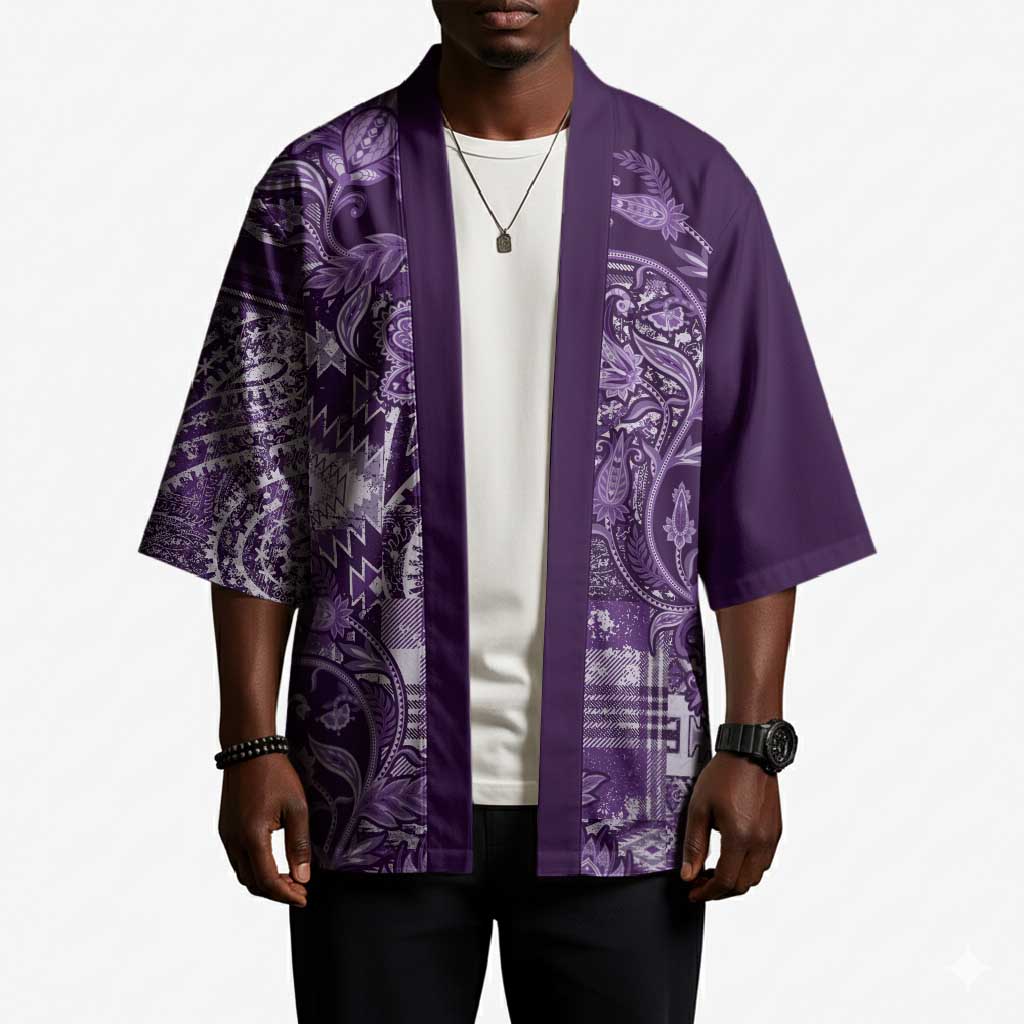 Africa Floral mix Maasai Shuka Kimono Purple Moitf