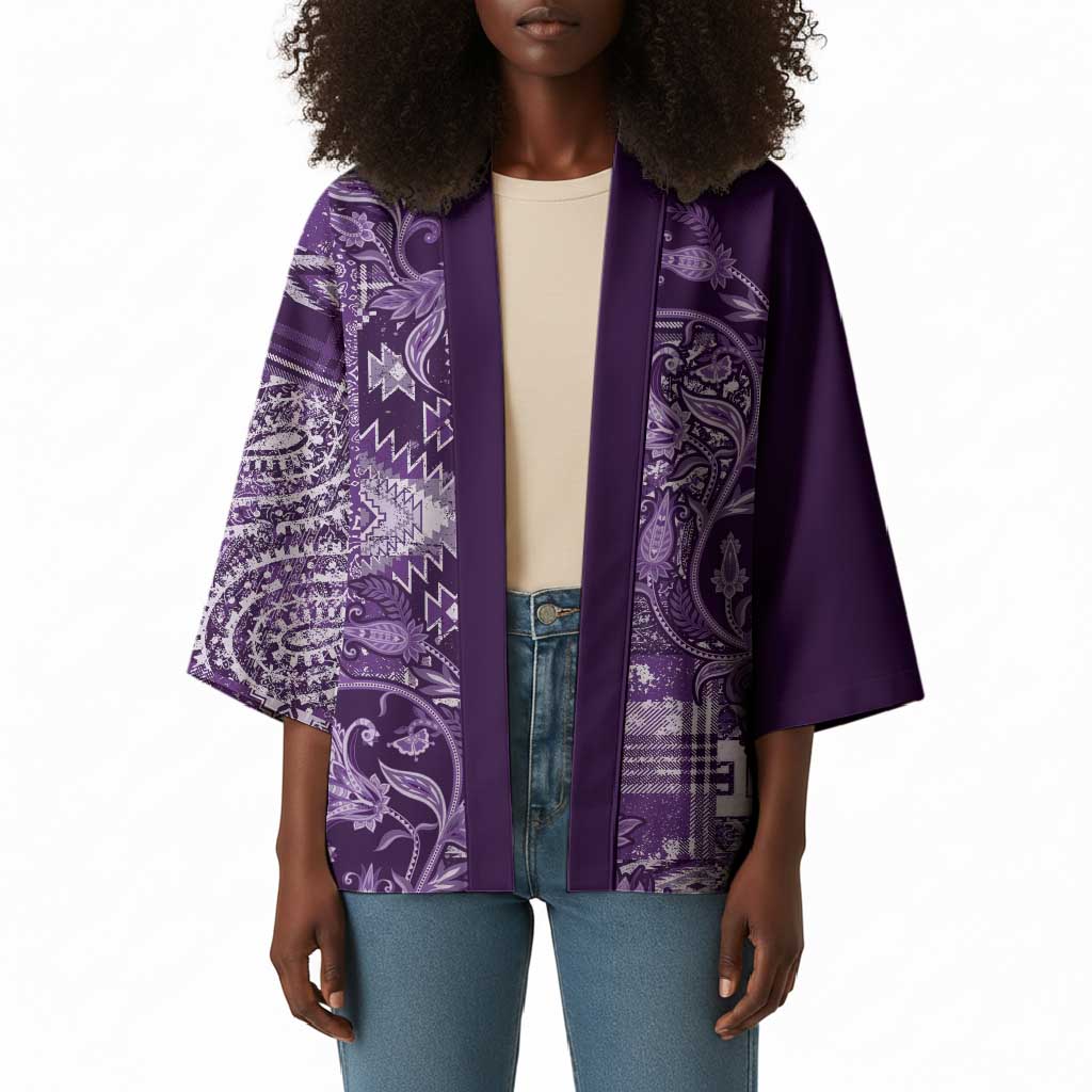 Africa Floral mix Maasai Shuka Kimono Purple Moitf