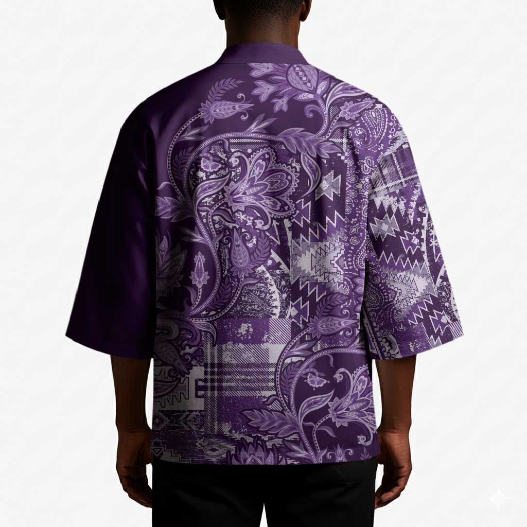 Africa Floral mix Maasai Shuka Kimono Purple Moitf