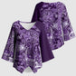 Africa Floral mix Maasai Shuka Kimono Sleeve Blouse Purple Moitf