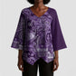 Africa Floral mix Maasai Shuka Kimono Sleeve Blouse Purple Moitf