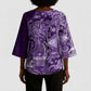 Africa Floral mix Maasai Shuka Kimono Sleeve Blouse Purple Moitf