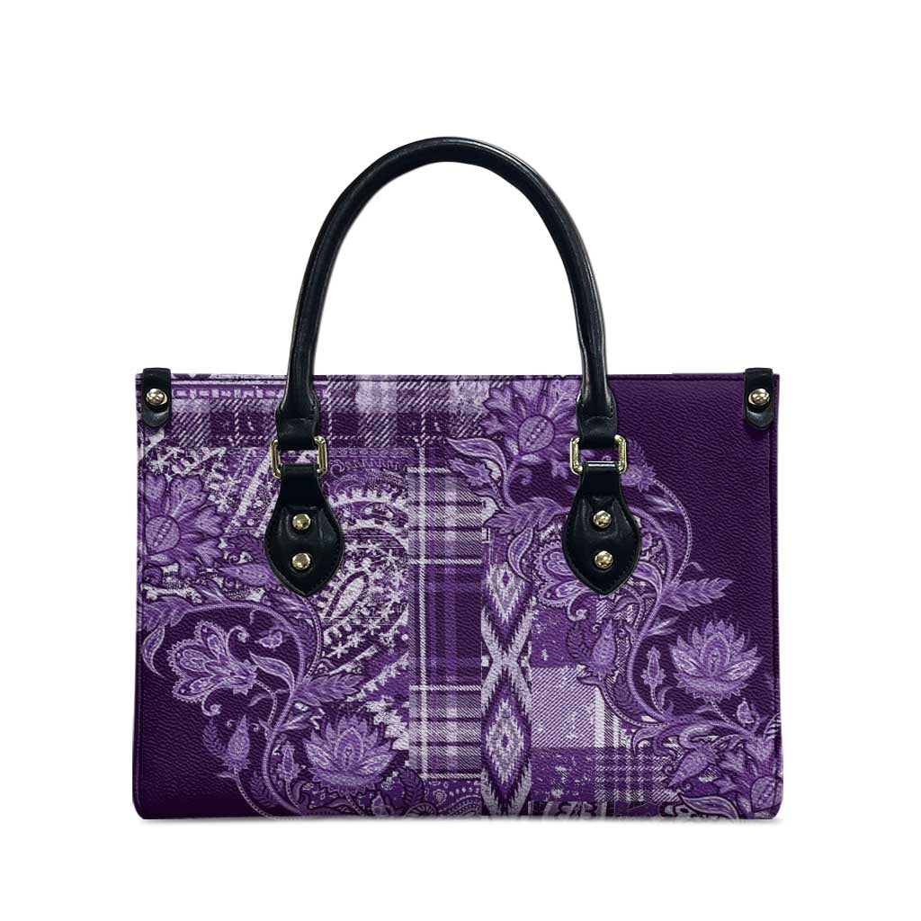 Africa Floral mix Maasai Shuka Leather Bag Purple Moitf